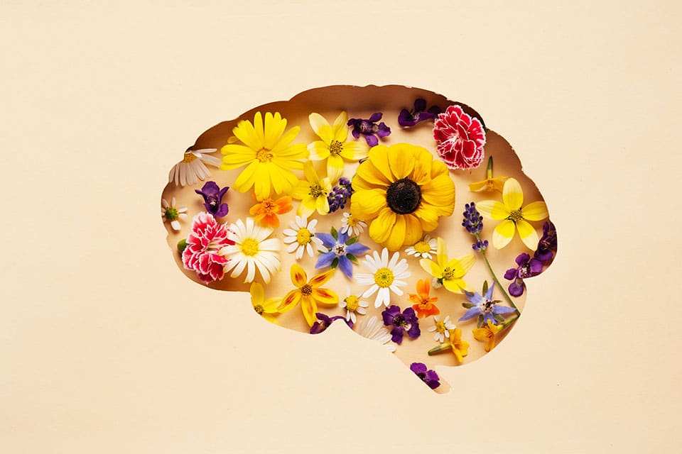 mental health day concept brain and symbol